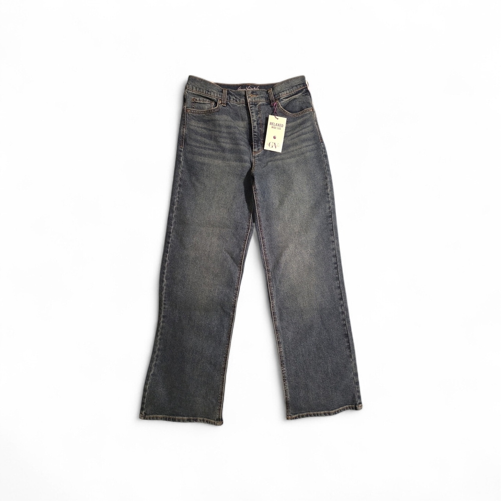 Relaxed Wide Leg Dark Wash Jeans - Blue Size 8 Gloria Vanderbilt NWT